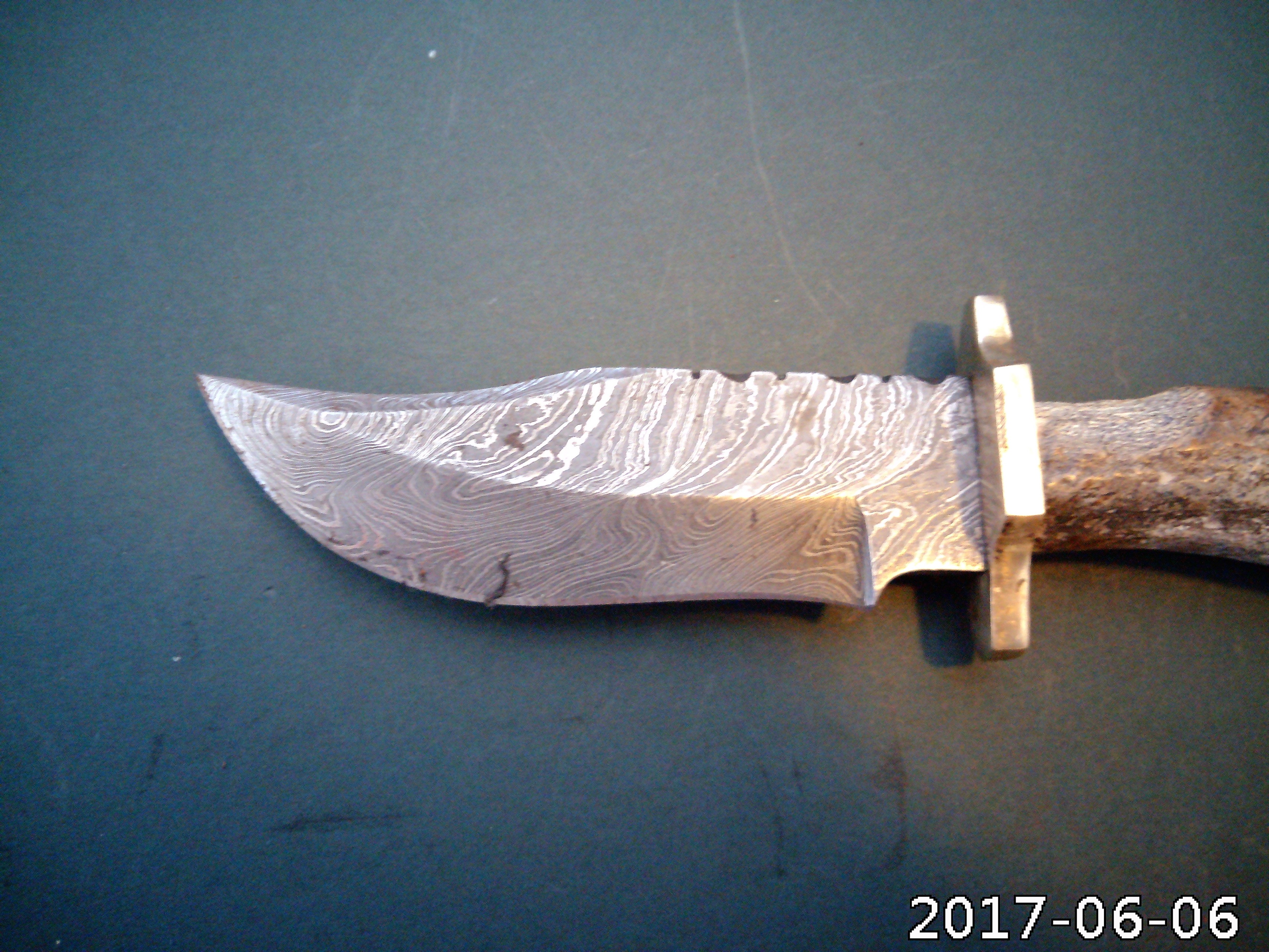 Custom Handmade Damascus Blade Hunting Knife With Leather Sheath